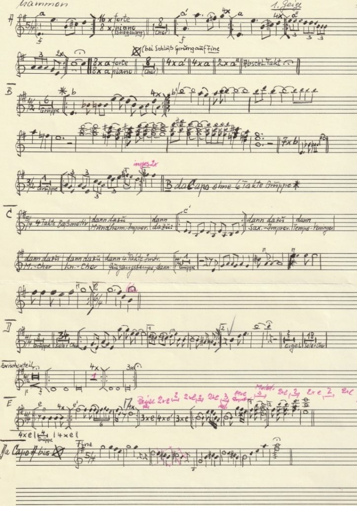 Noten für 1. Geige zum Song "Mammon" von Subject Esq. - Arrangement von Dr. Jäger Musiklehrer am Erasmus Grasser Gymnasium